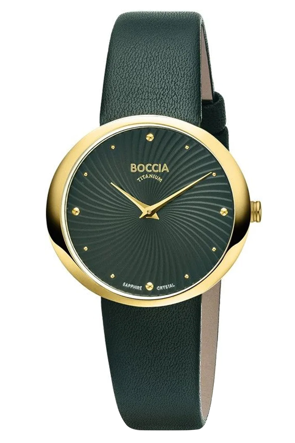 Boccia 3364-04 Damen-Armbanduhr Titan Dunkelgrün/Goldfarben