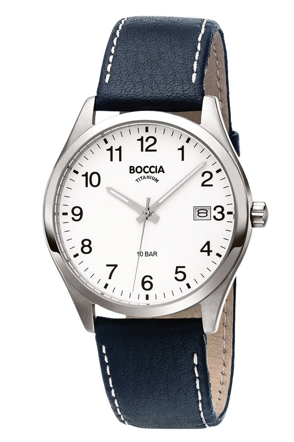 Boccia 3669-01 Herrenuhr Titan mit Lederband Schwarz