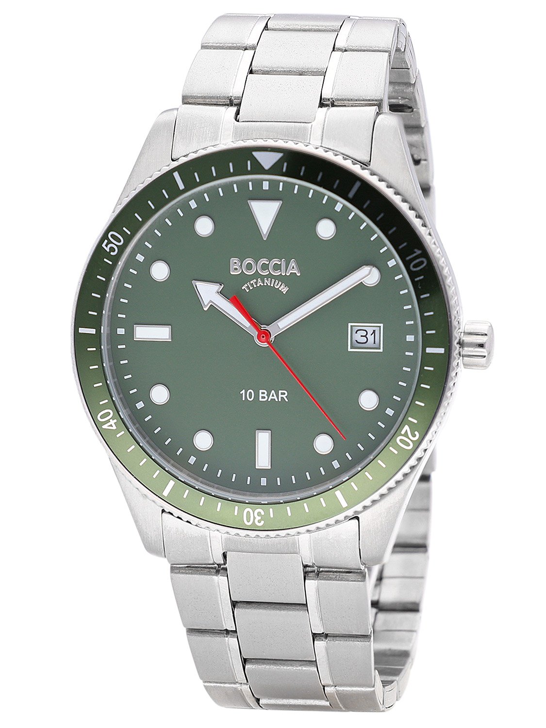 Boccia 3664-05 Herrenuhr Titan 10 bar Grün