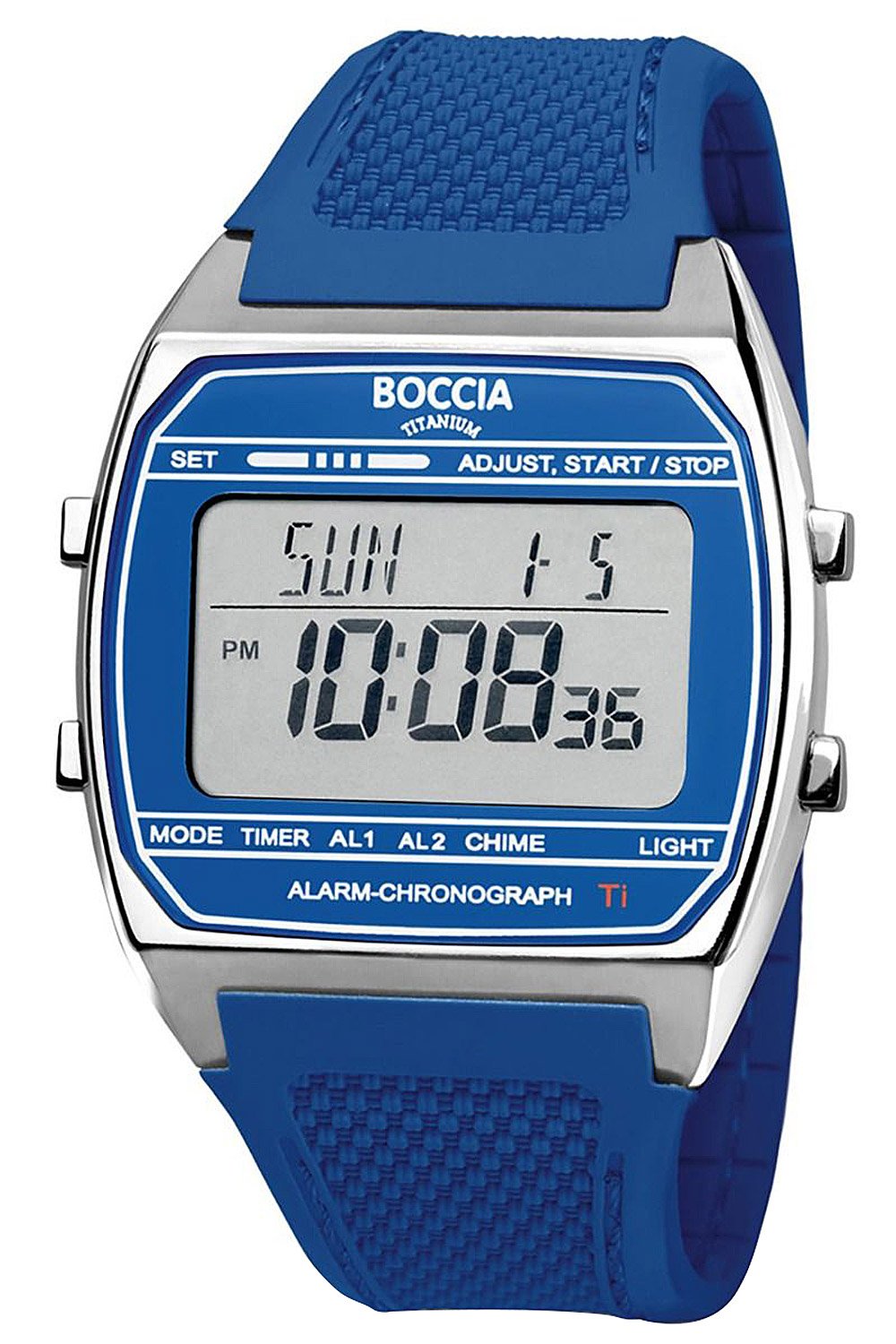 Boccia 3738-02 Digitaluhr in Unisexgröße Titan Blau