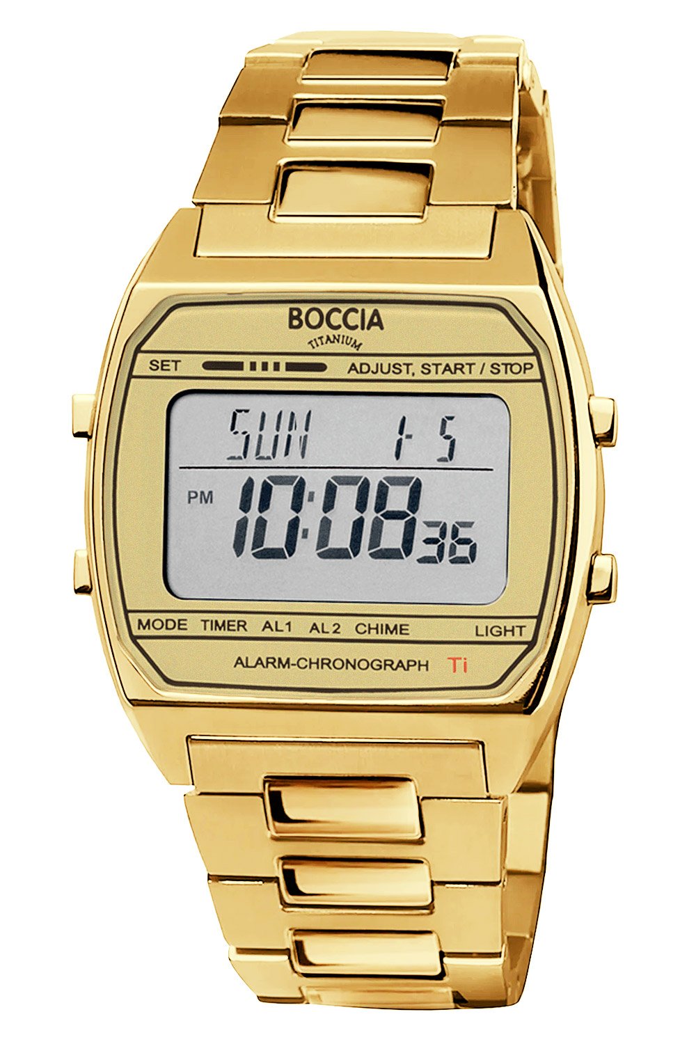 Boccia 3738-08 Digitaluhr in Unisexgröße Titan Goldfarben