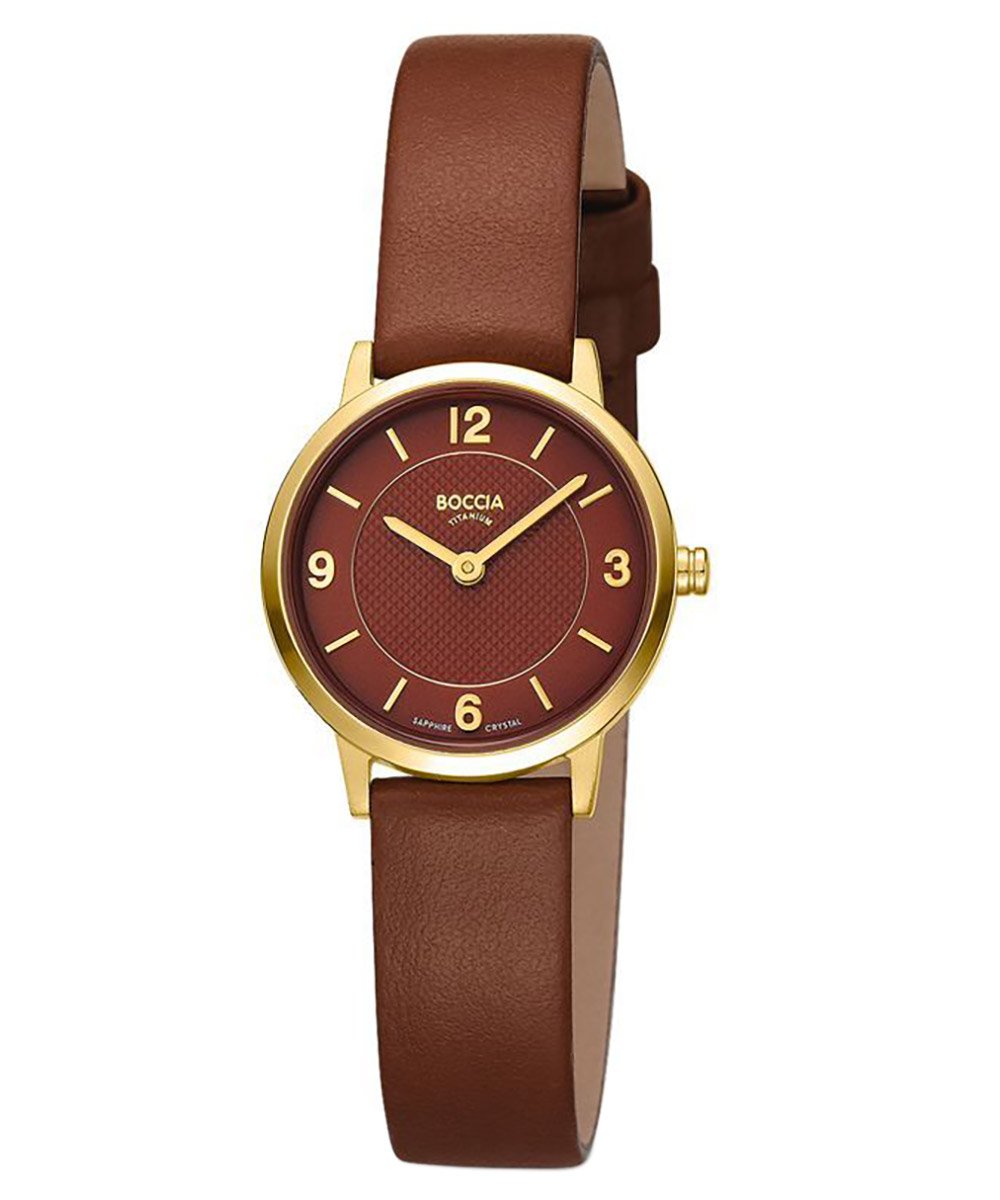 Boccia 3371-02 Damenarmbanduhr Quarz Titan Braun/Goldfarben