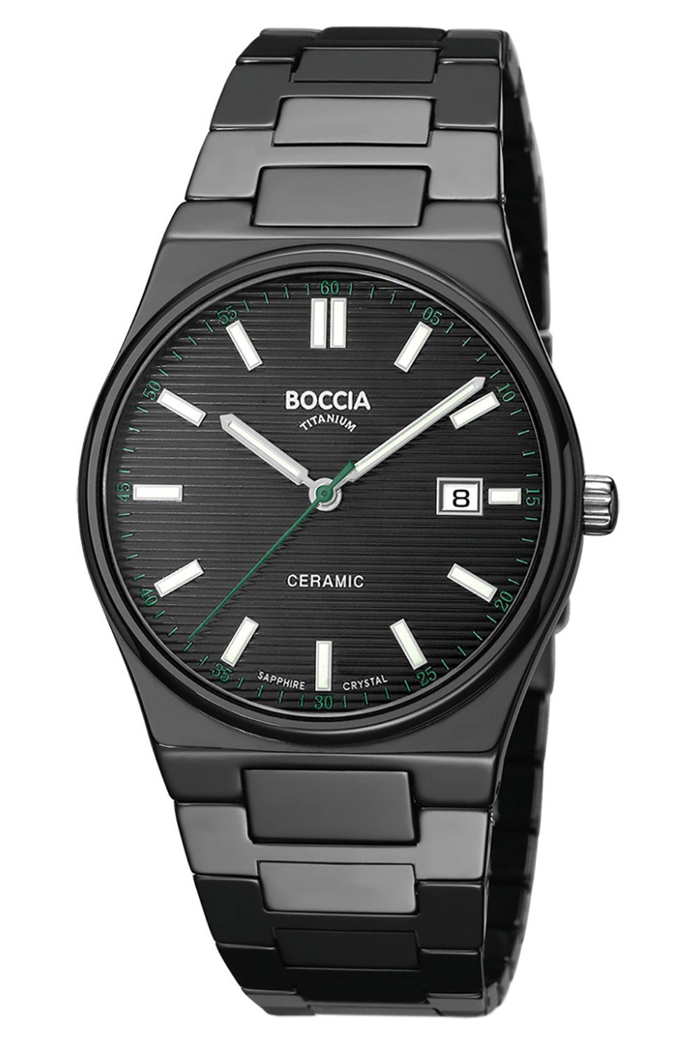 Boccia 3675-01 Herrenuhr Keramik/Titan mit Saphirglas Schwarz