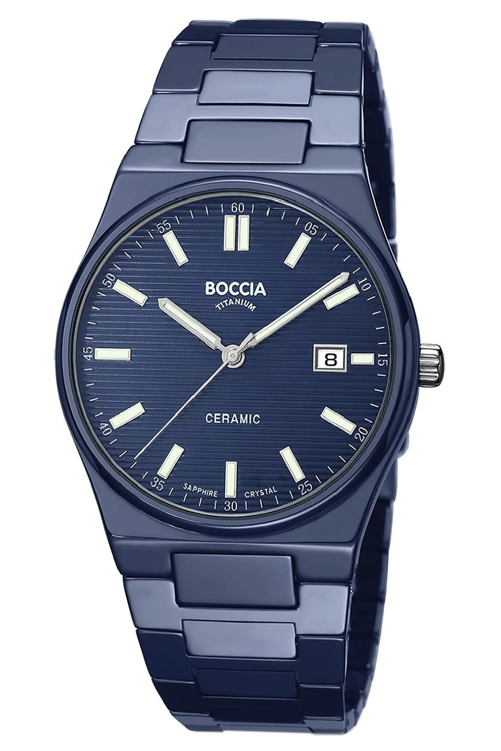 Boccia 3675-02 Herrenuhr Keramik/Titan mit Saphirglas Blau
