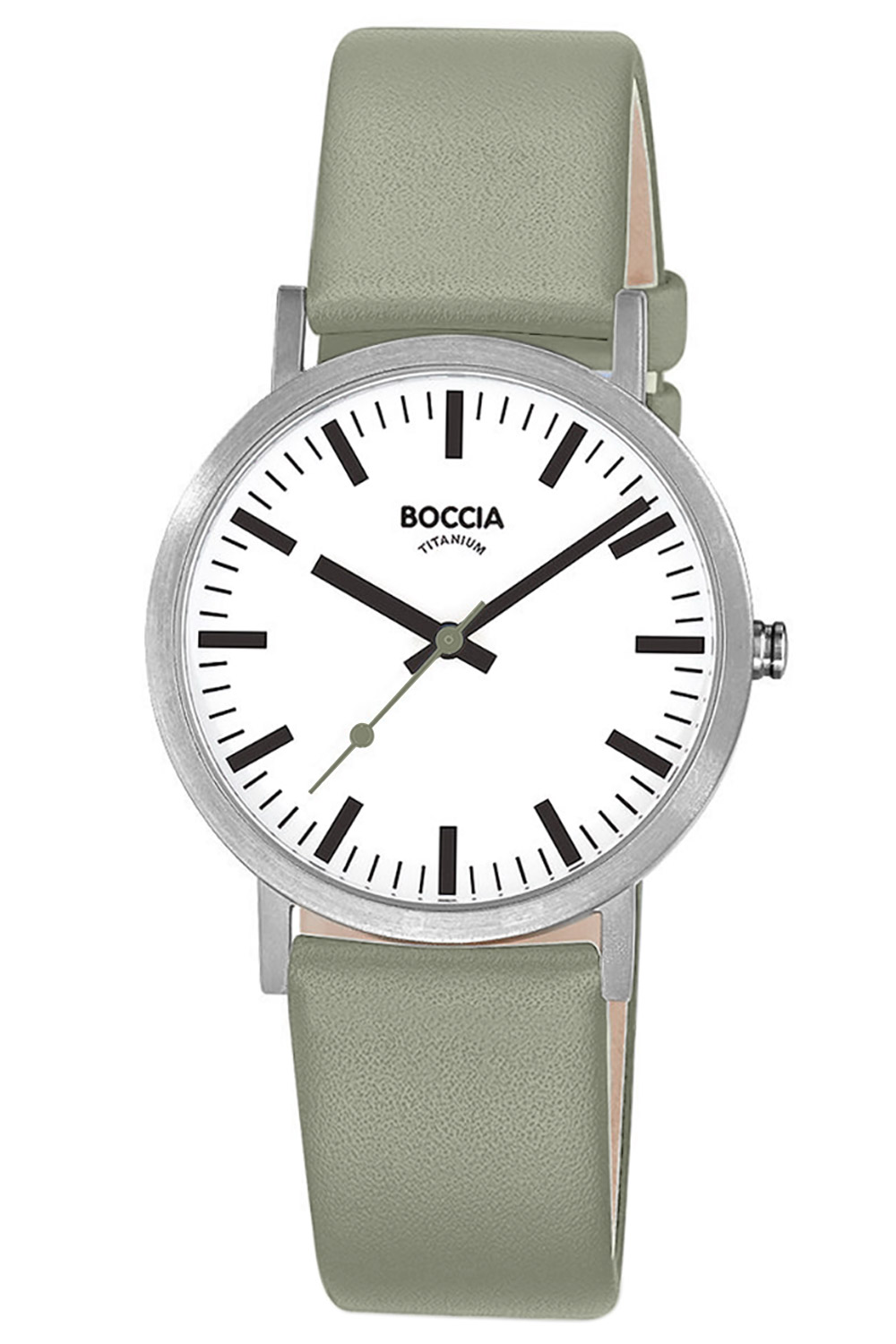 Boccia 3380-01 Damenuhr Titan mit Lederband Salbeigrün