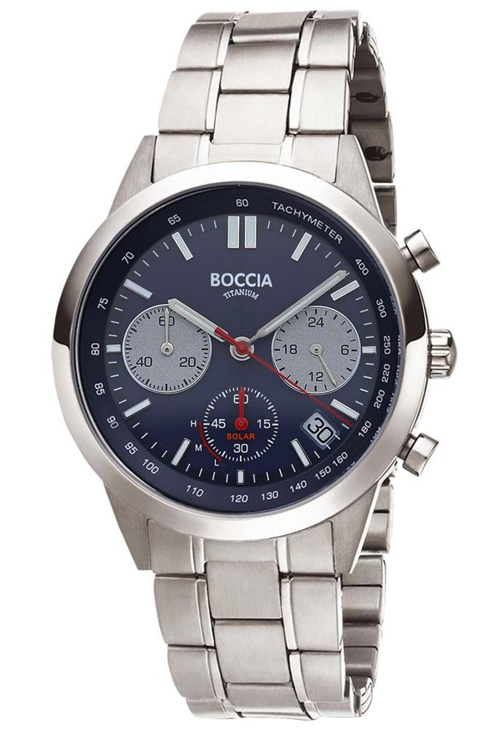 Boccia Boccia 3737 02 Herrenuhr Solar Chronograph Titan Blau