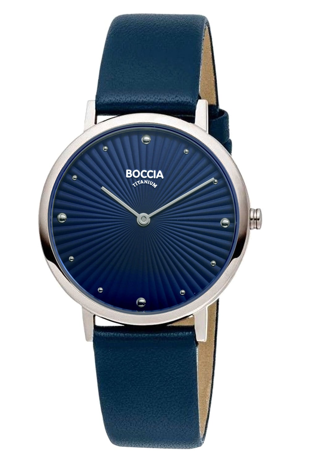 Boccia Boccia 3365 02 Damenuhr Titan mit Lederband Dunkelblau