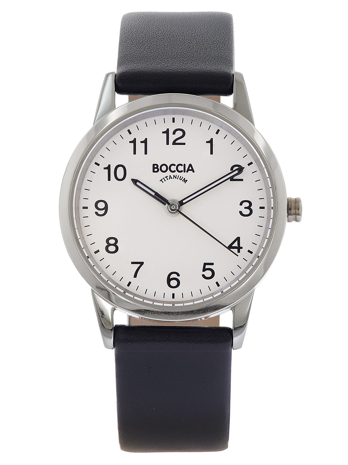 Boccia Boccia 3379 01 Damenuhr Quarz Titan mit Lederband Schwarz