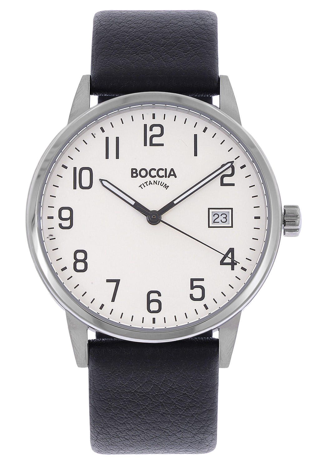 Boccia Boccia 3654 03 Herren Quarzuhr Titan mit Lederband Schwarz