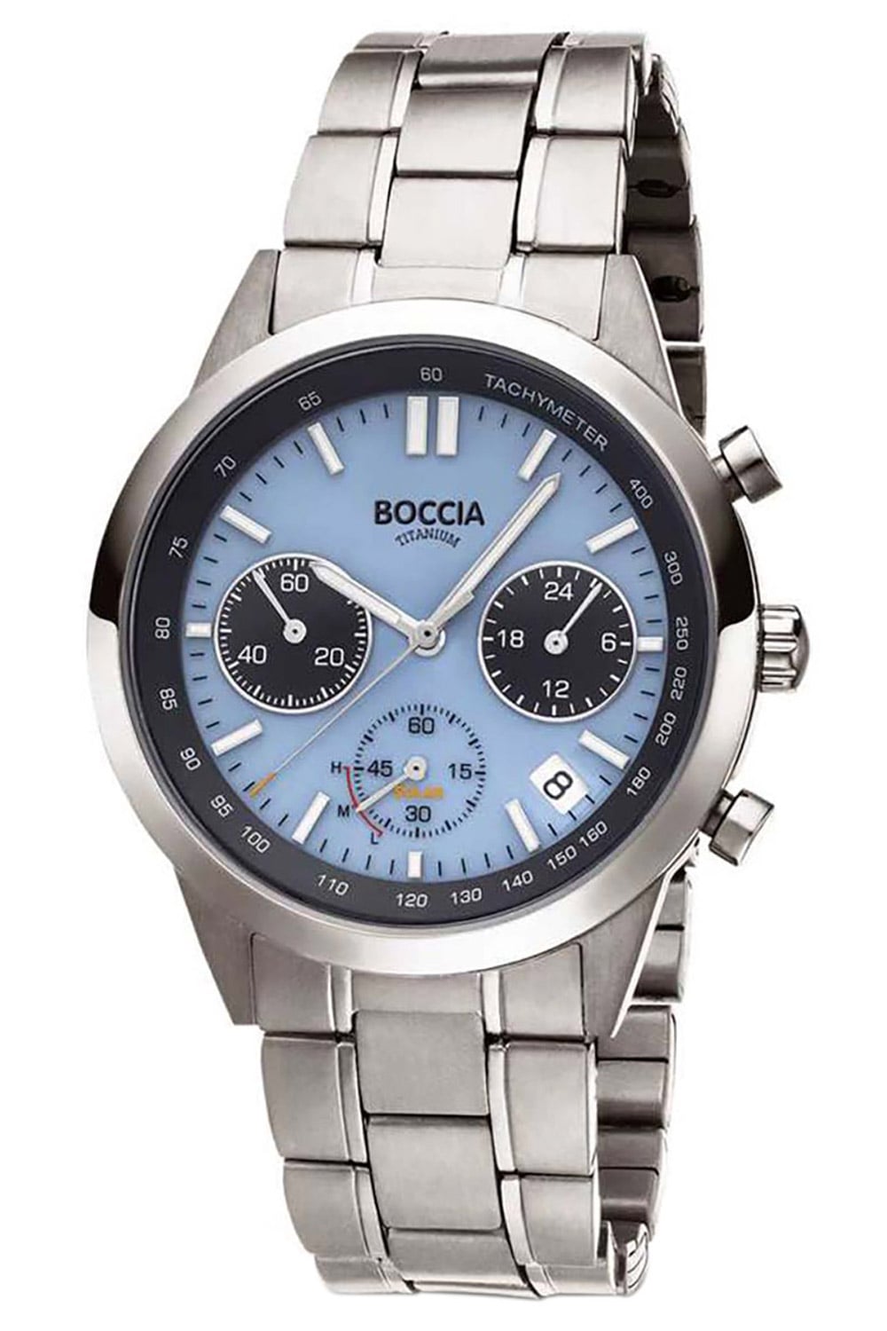 Boccia 3737-01 Herren-Solaruhr Chronograph Titan Hellblau