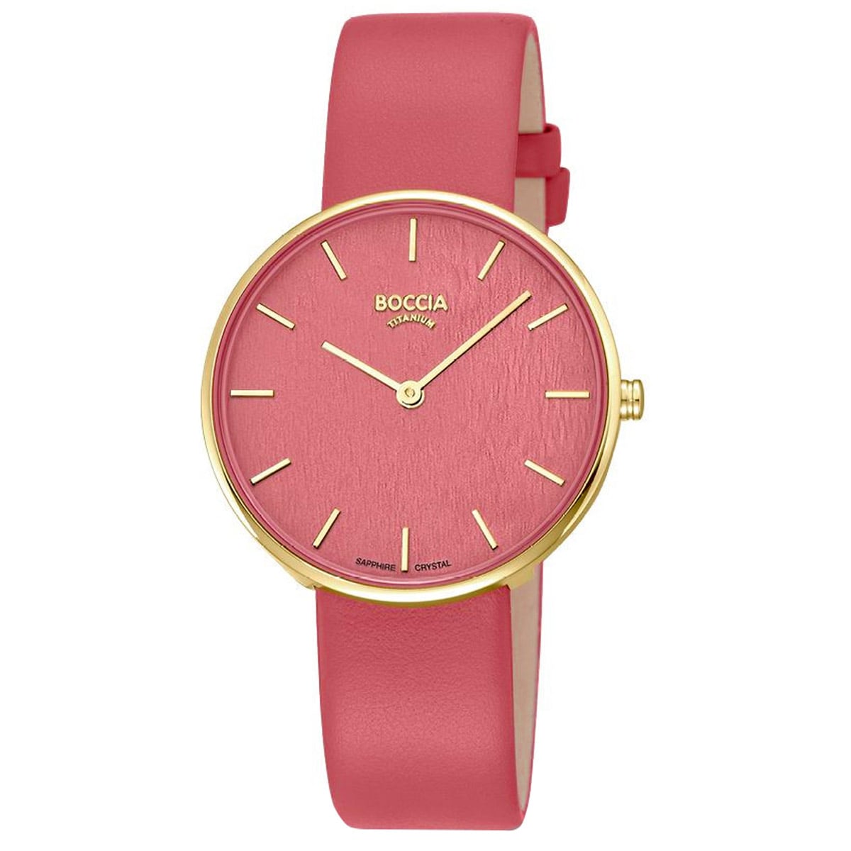 Boccia 3387-03 Armbanduhr für Damen Quarz Titan Rot/Goldfarben