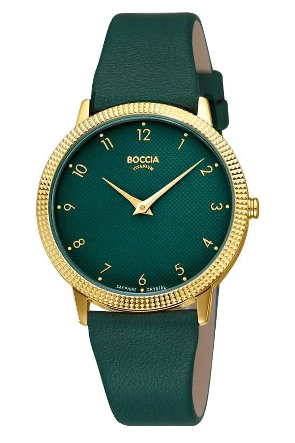 Boccia 3381-02 Damenuhr Quarz Titan Petrolgrün/Goldfarben