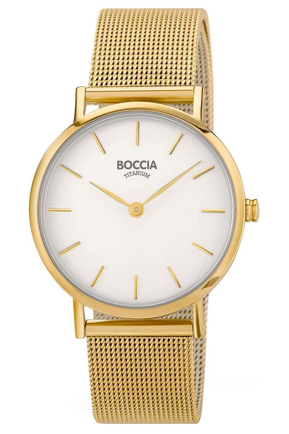 Boccia 3281-06 Damenarmbanduhr mit Milanaiseband Goldfarben