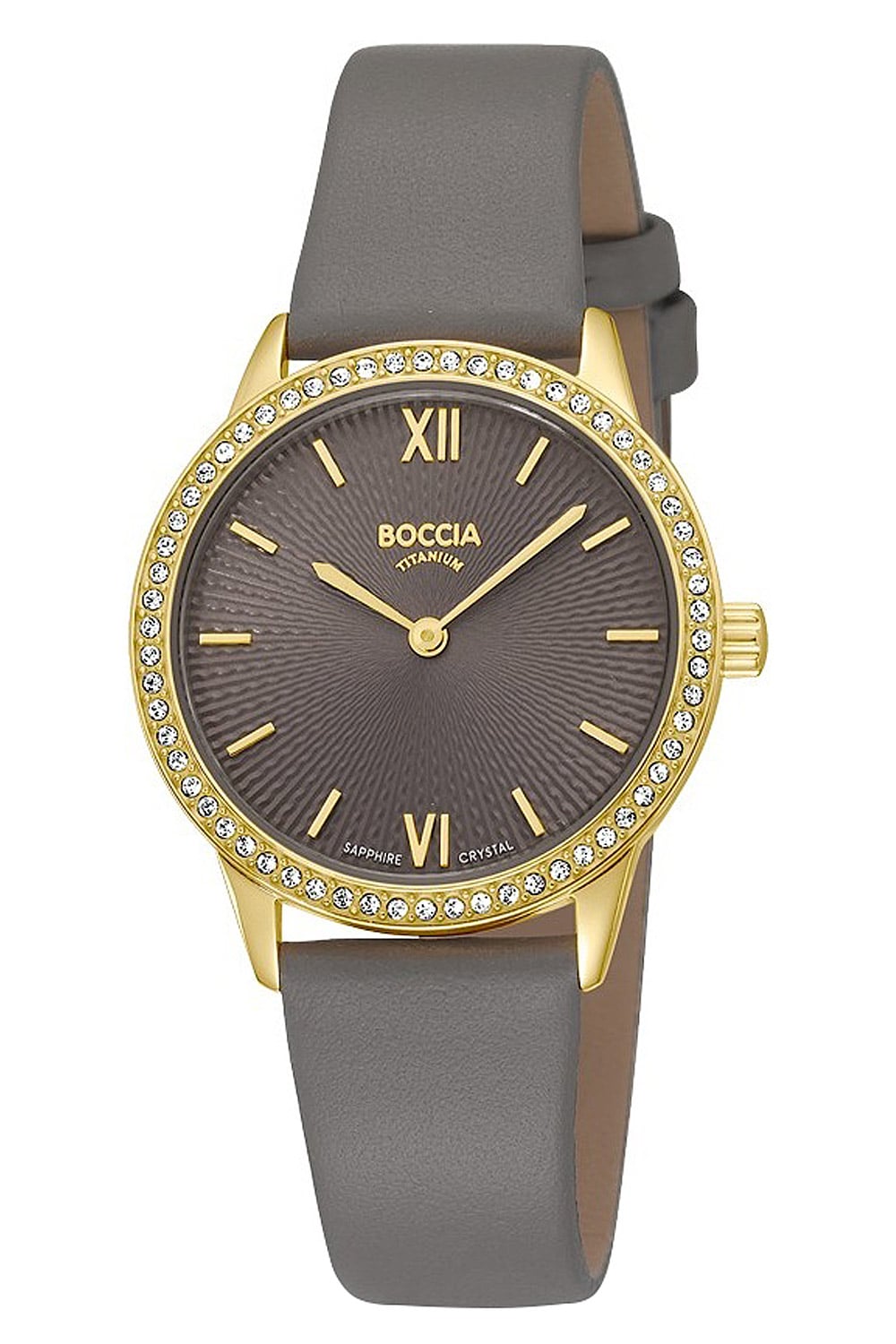 Boccia 3382-03 Quarzuhr für Damen Titan mit Lederband Braun/Goldfarben
