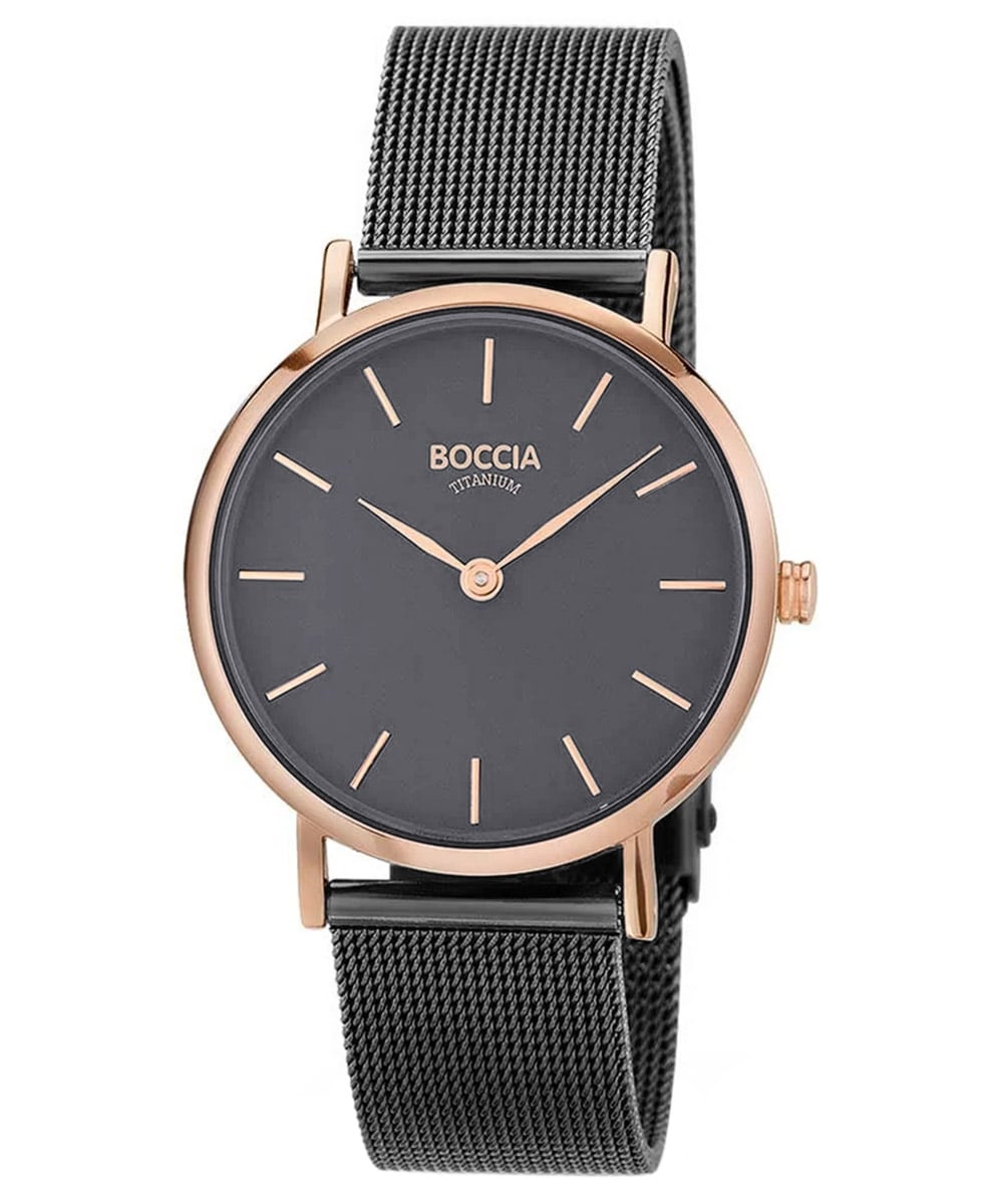 Boccia 3281-11 Damenarmbanduhr mit Milanaise-Band Anthrazit