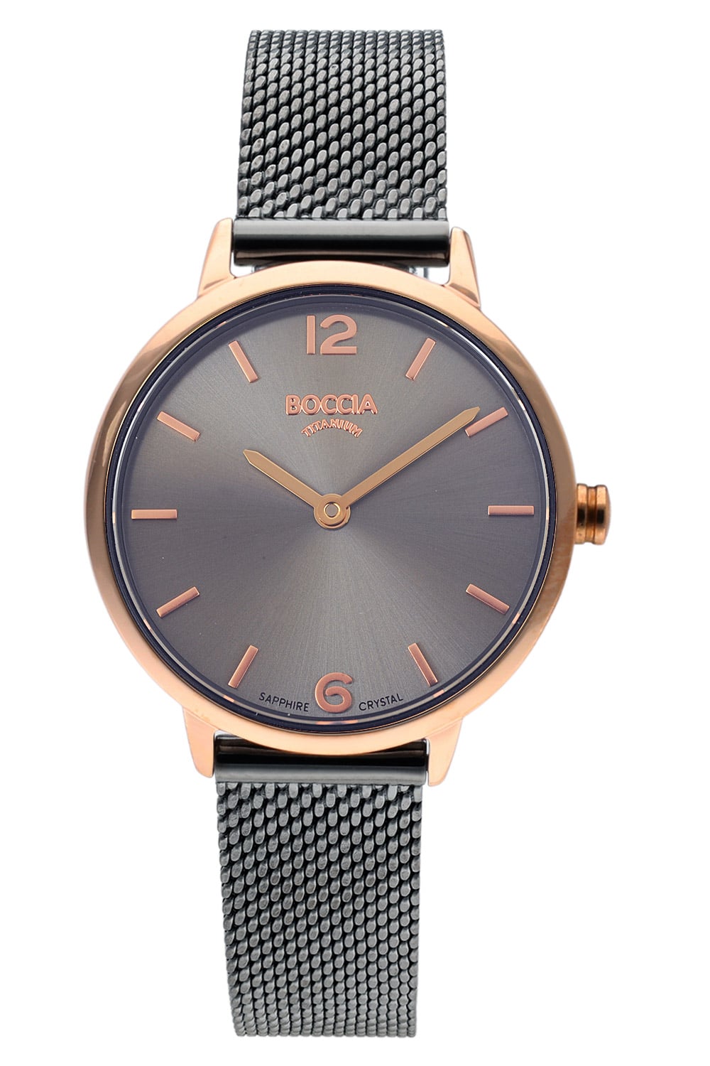 Boccia 3345-06 Damenuhr mit Milanaise-Armband Anthrazit
