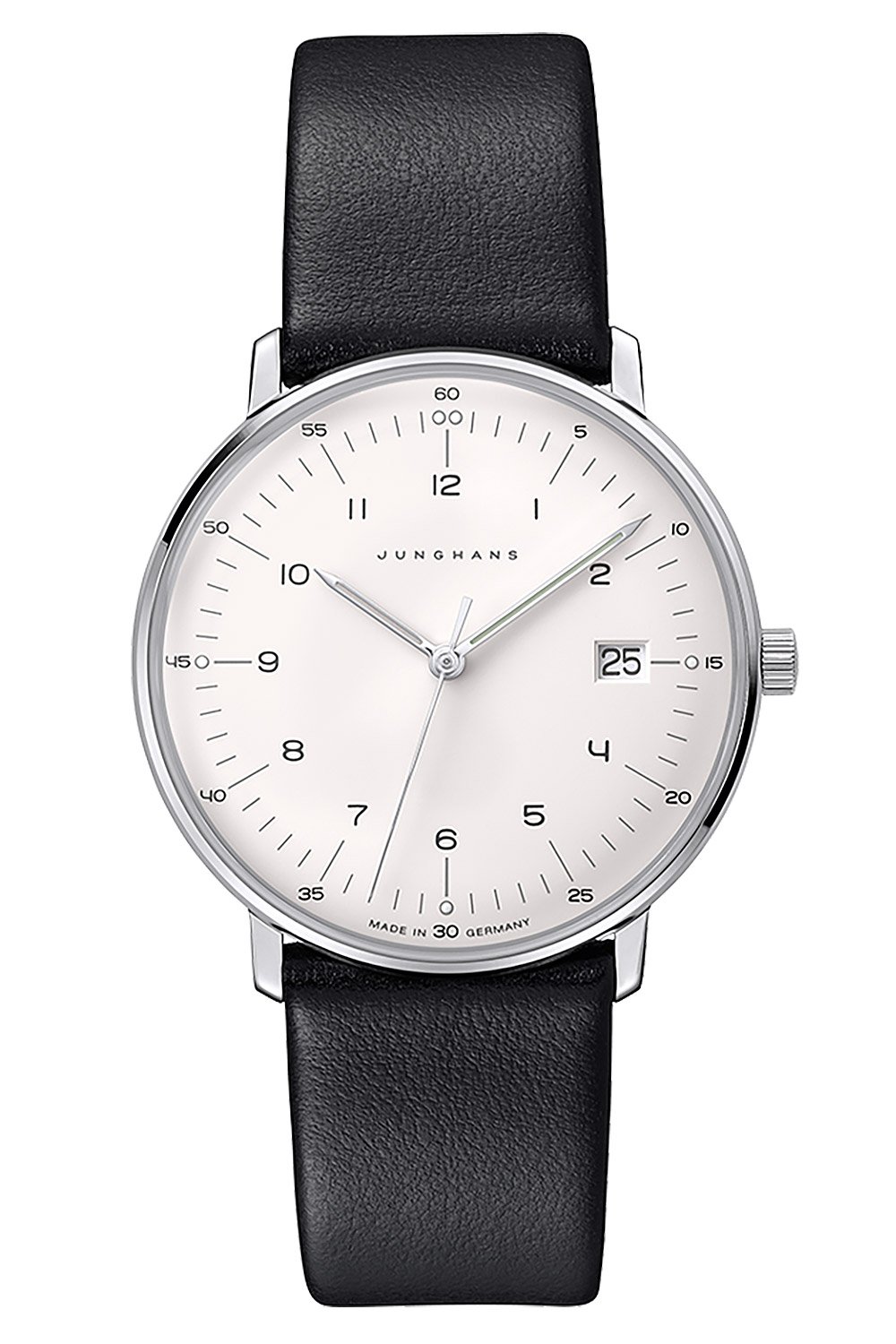 Junghans 47/4450.02 max bill Damenuhr mit Lederband Schwarz