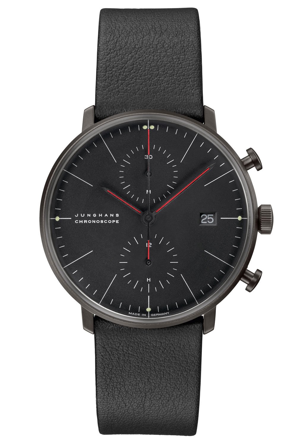 Junghans 27/4409.02 max bill Chronoscope Bauhaus Herrenuhr Schwarz