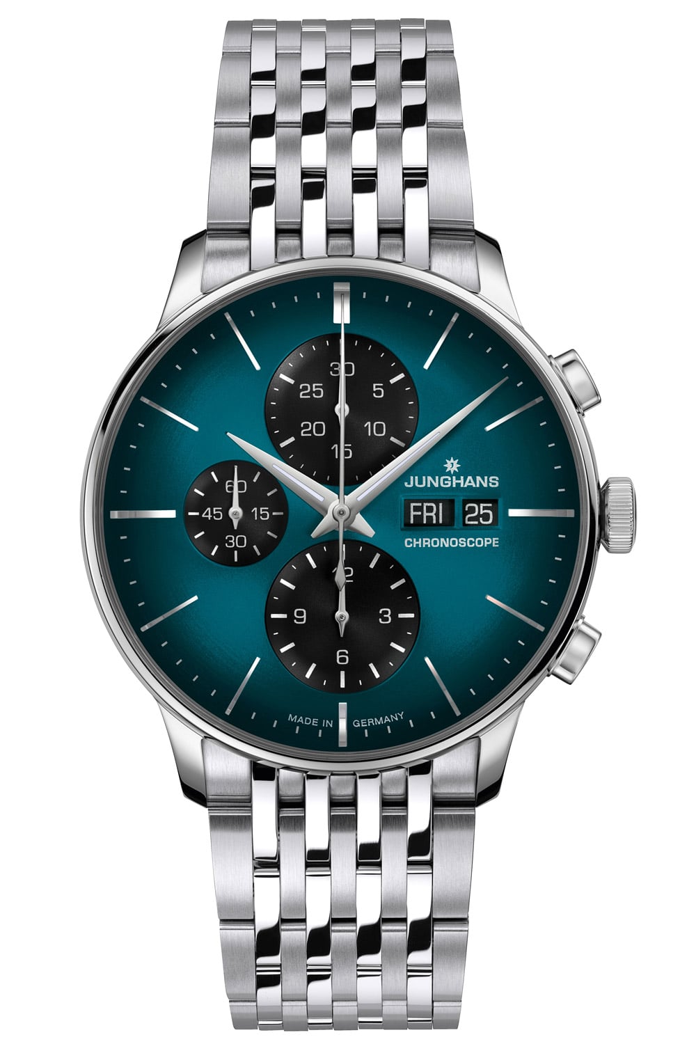 Junghans 27/4622.46 Herren-Automatikuhr Meister Chronoscope Stahl/Petrol