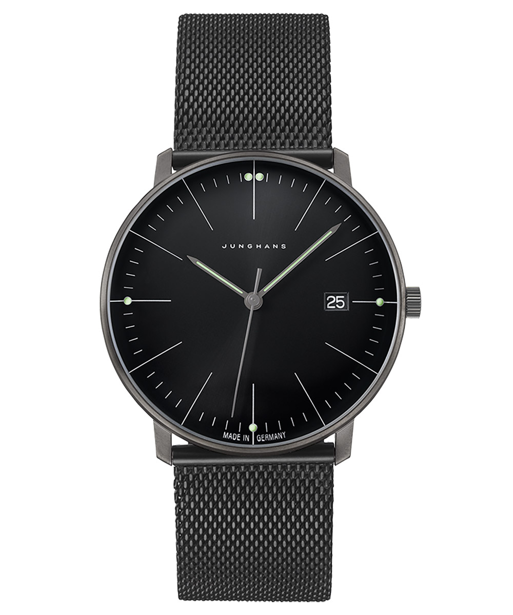 Junghans 41/4660.46 max bill Quarz-Armbanduhr mit Saphirglas Schwarz