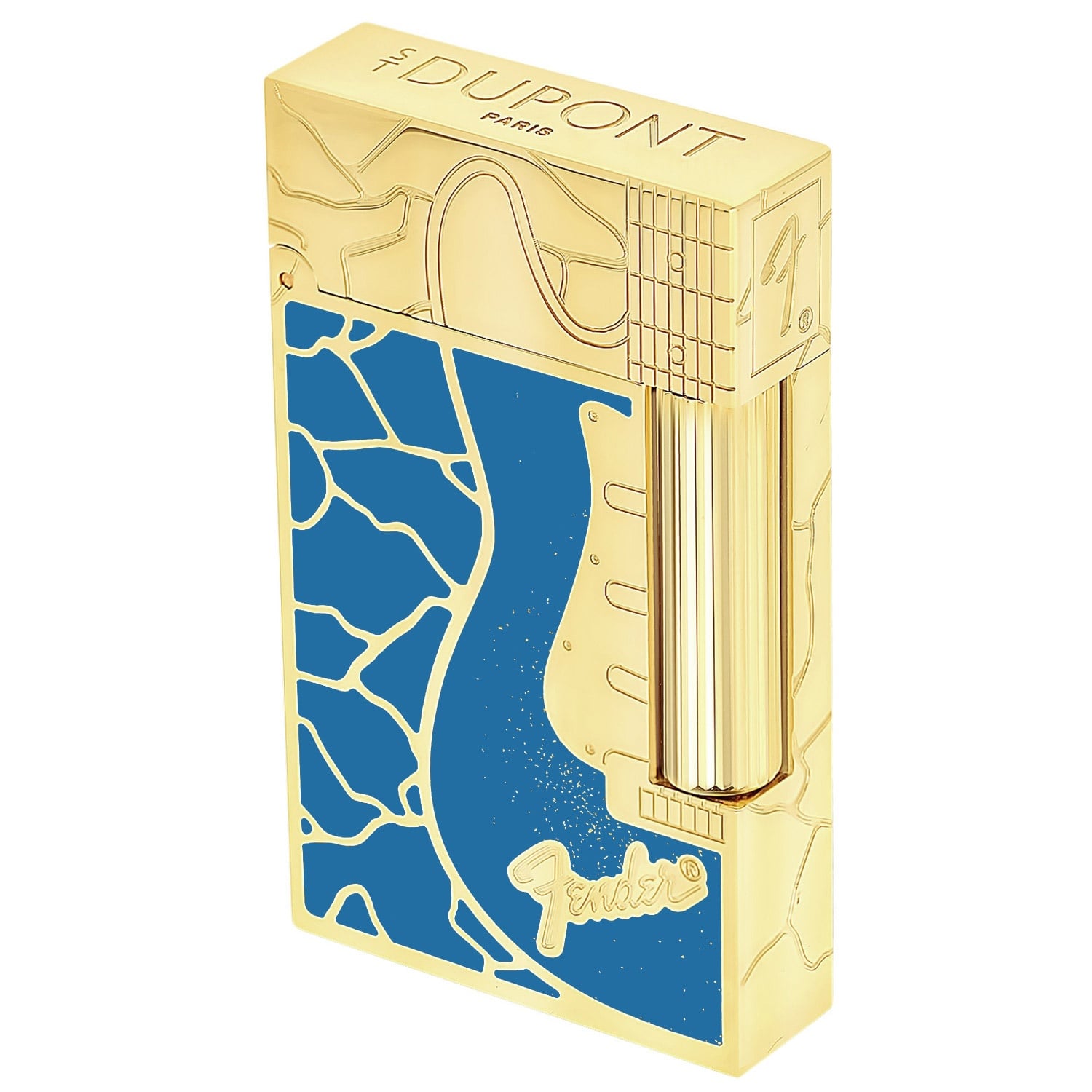 S.T. Dupont C16026CL Feuerzeug Linie 2 Fender Türkis/Goldfarben