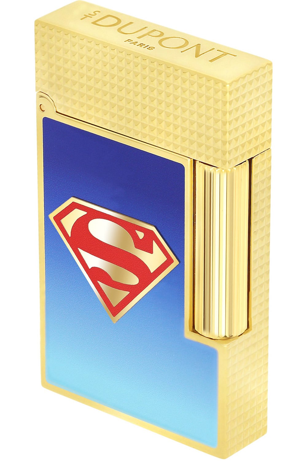 S.T. Dupont C16027CL Feuerzeug Linie 2 D.C. Comics Superman Goldfarben/Türkis LE