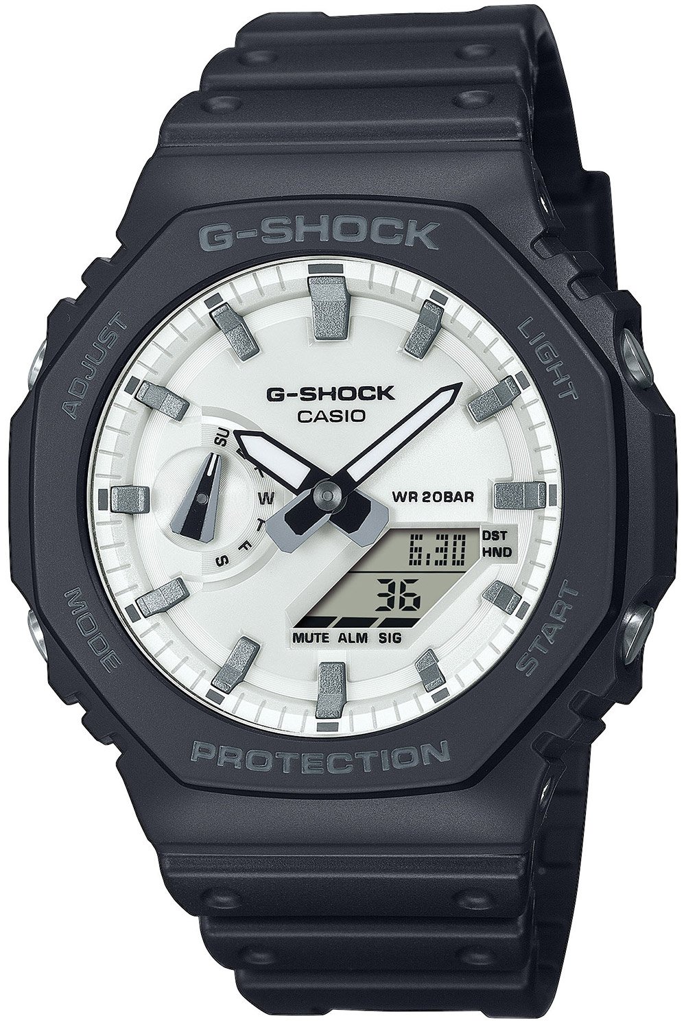 Casio GA-2100WD-1AER G-Shock Classic Ana-Digi Armbanduhr Schwarz/Weiß
