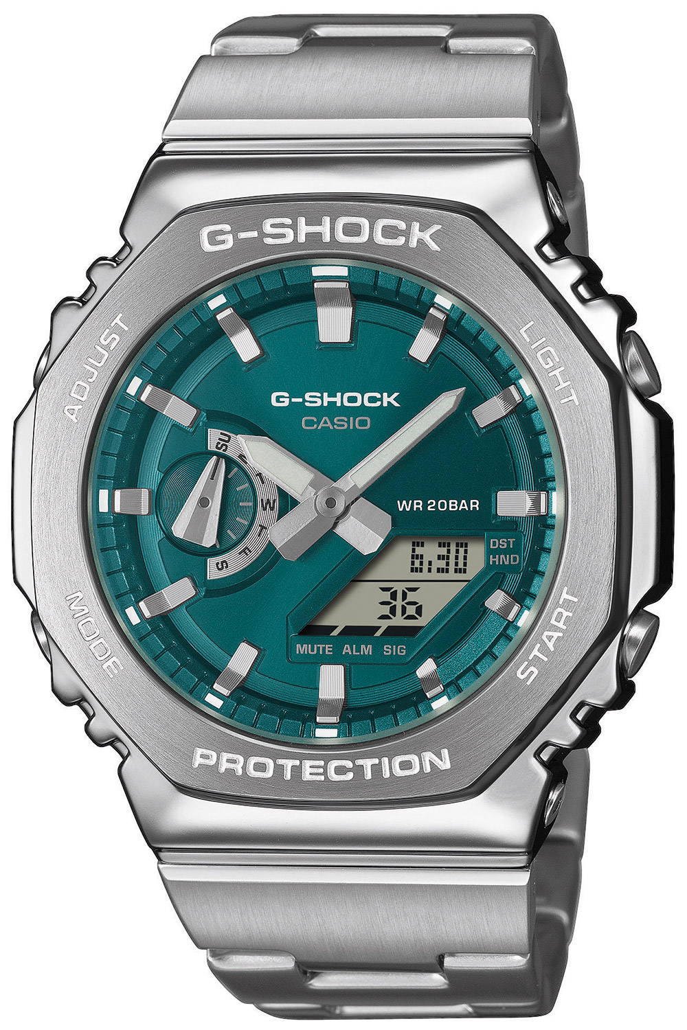 Casio GM-2110D-3A1ER G-Shock Classic Armbanduhr Silberfarben/Petrol