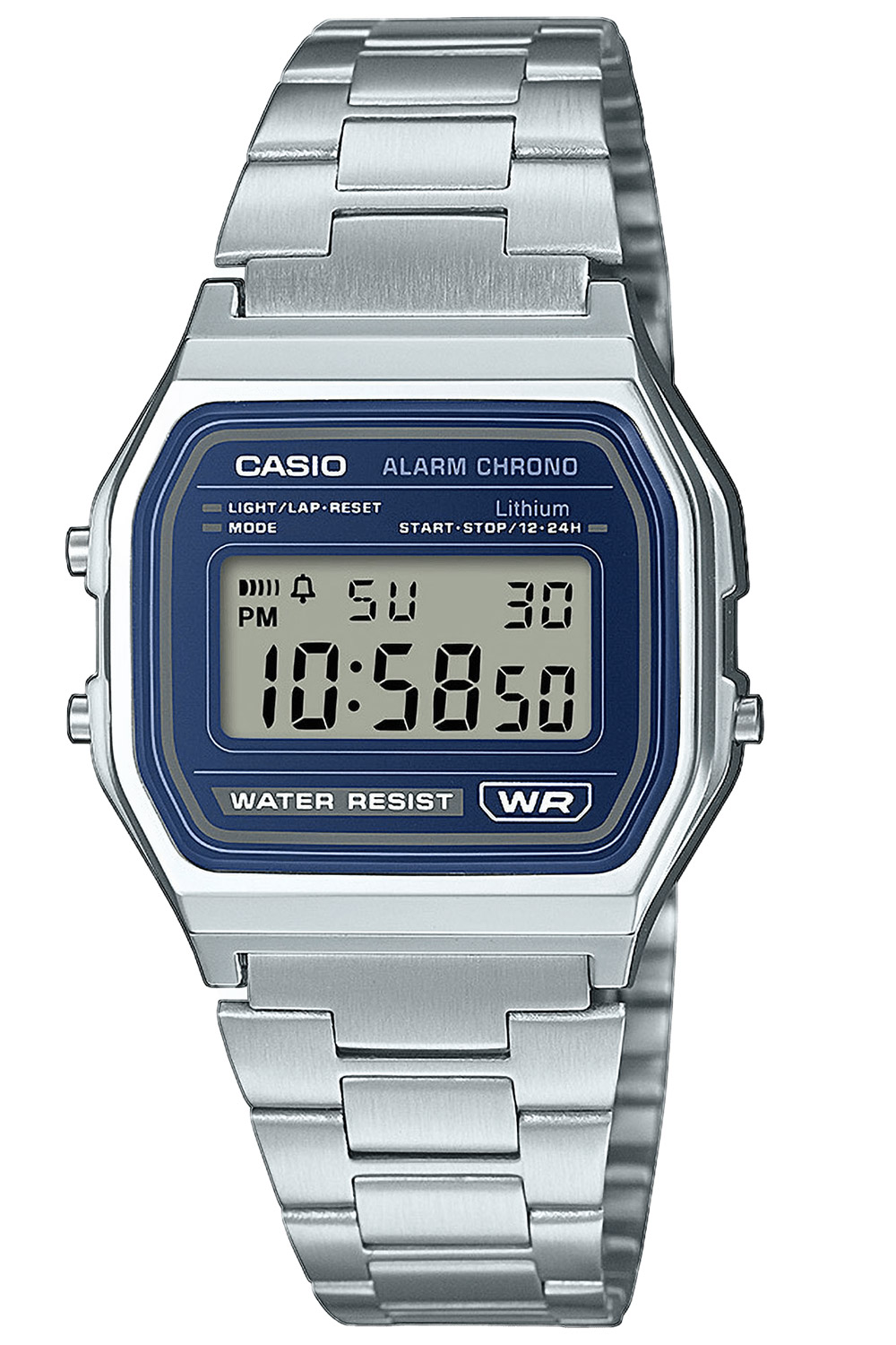 Casio A158WEA-2EF Digitaluhr Vintage Iconic Silberfarben/Blau