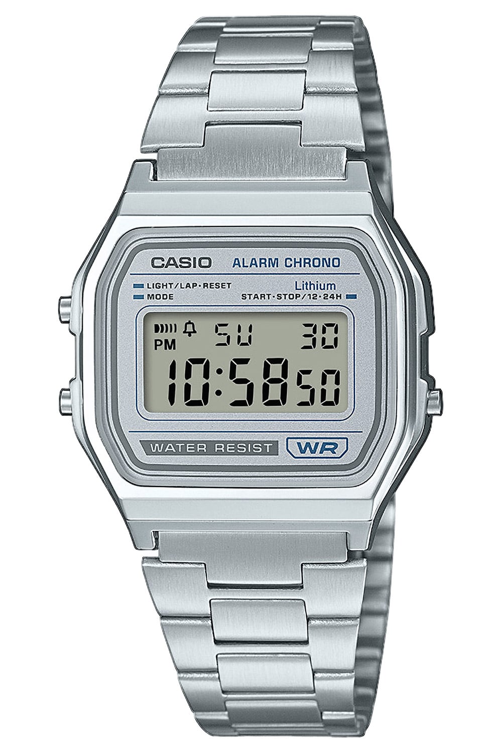 Casio A158WEA-7EF Digital-Armbanduhr Vintage Iconic Silberfarben