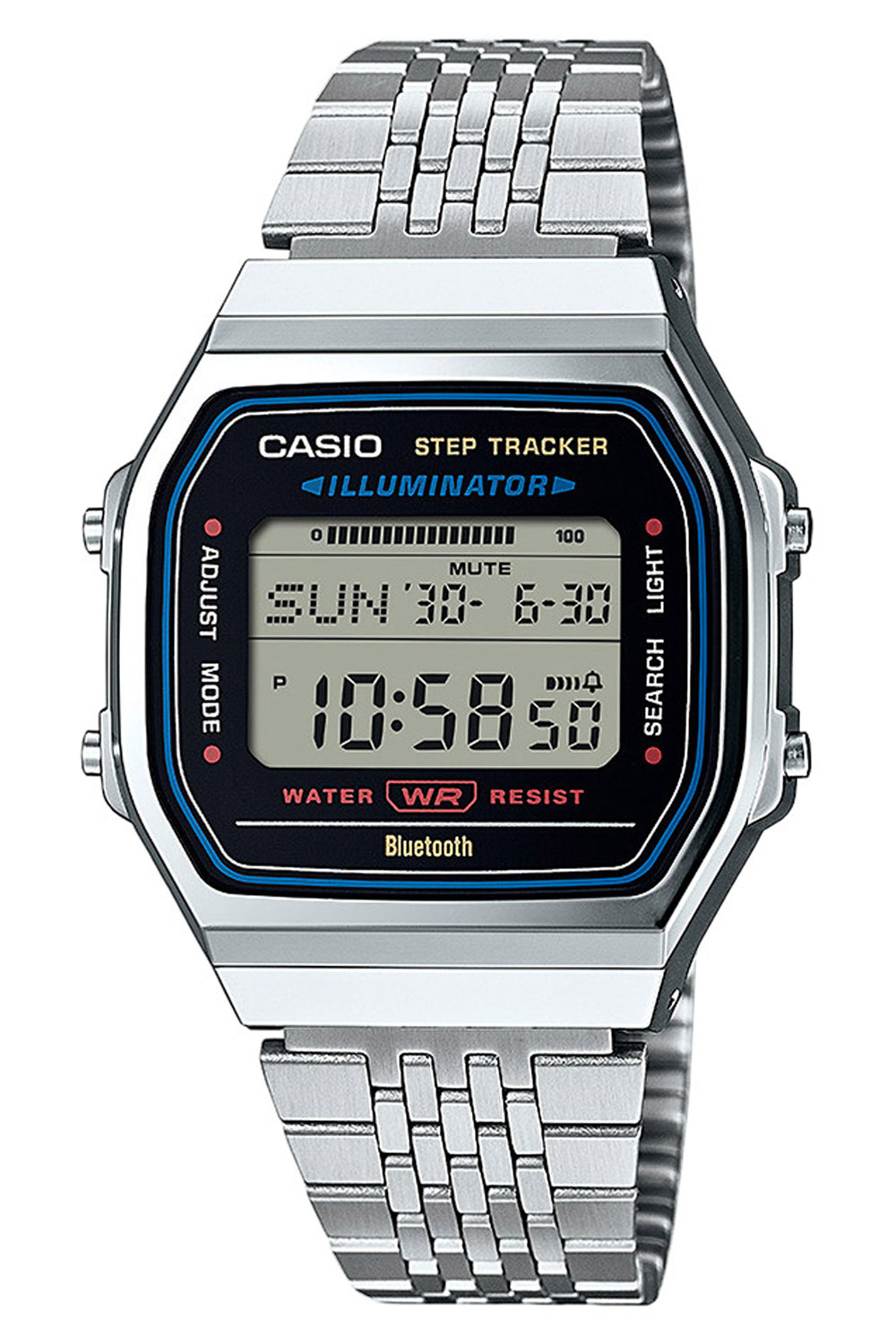 Casio ABL-100WE-1AEF Vintage Iconic Armbanduhr Digital Bluetooth Stahlfarben