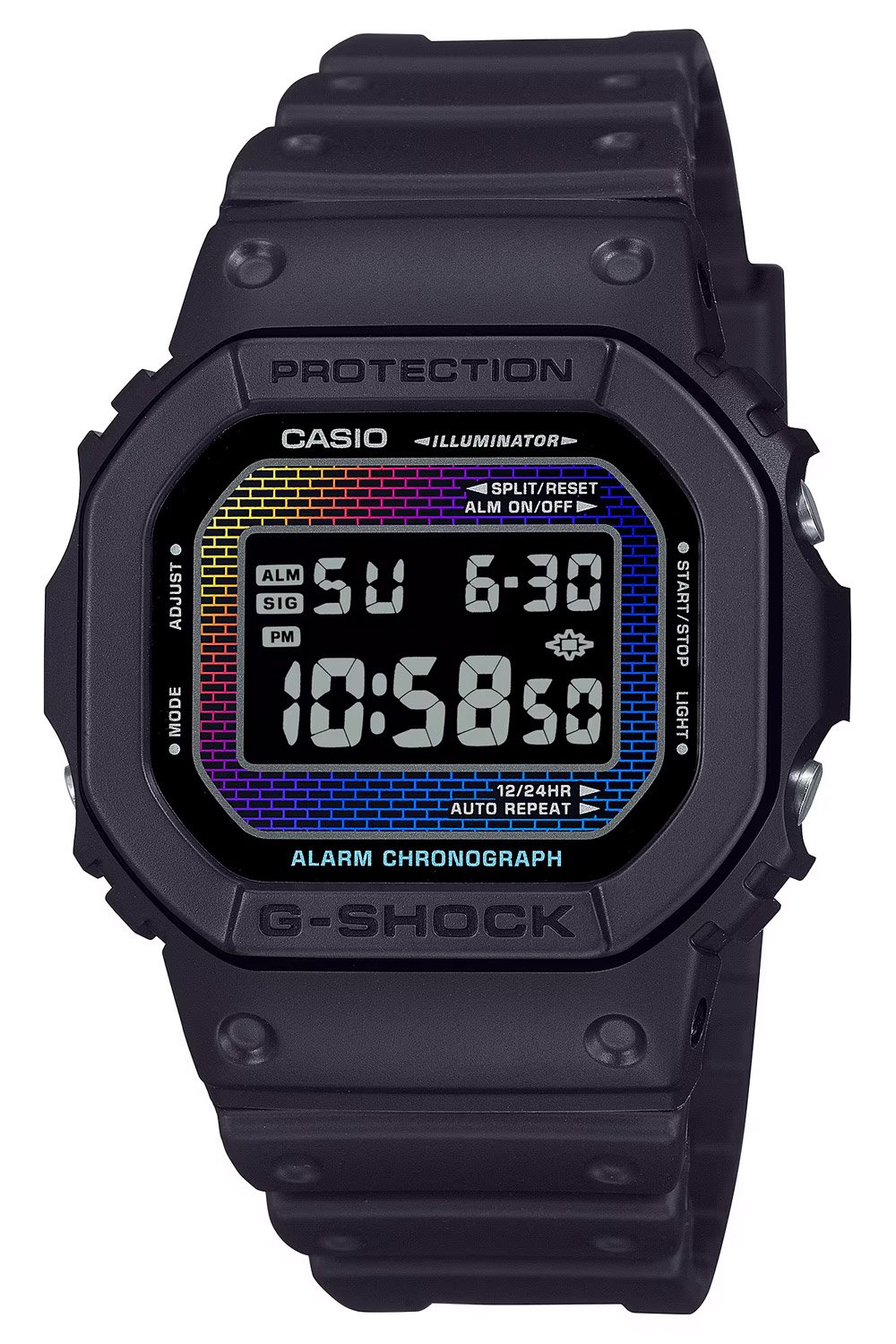 Casio DW-5600RW-1ER G-Shock Digital Herrenuhr Schwarz/Regenbogen