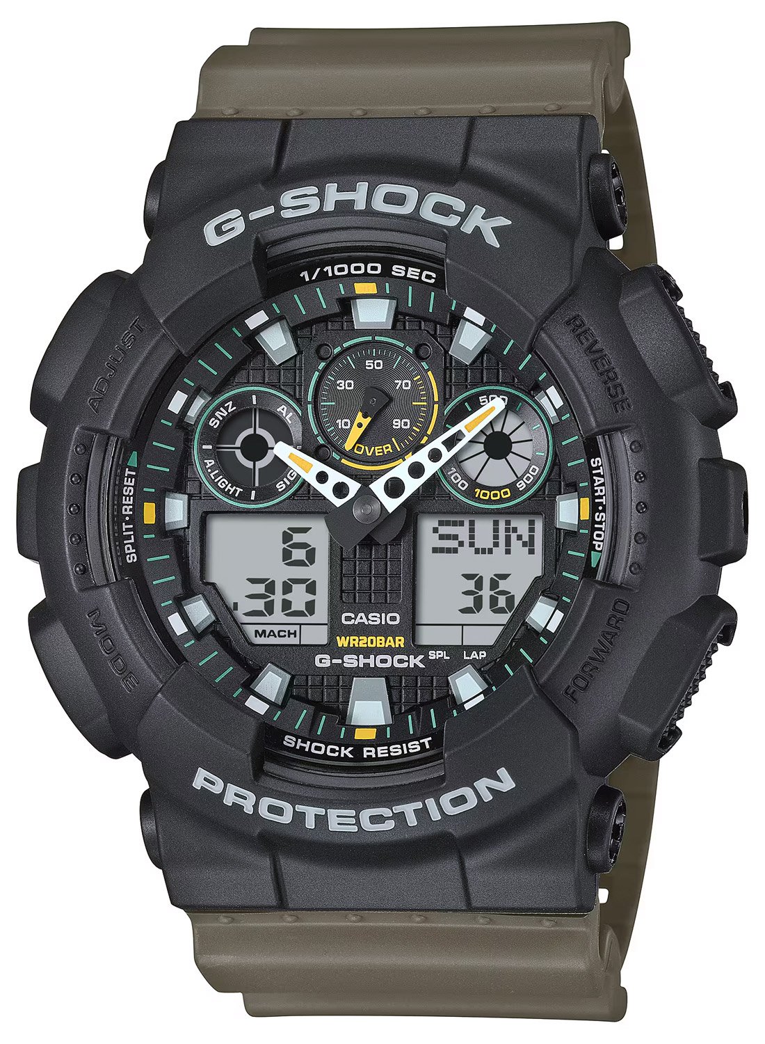 Casio GA-100TU-1A3ER G-Shock Classic Herrenuhr Oliv/Schwarz