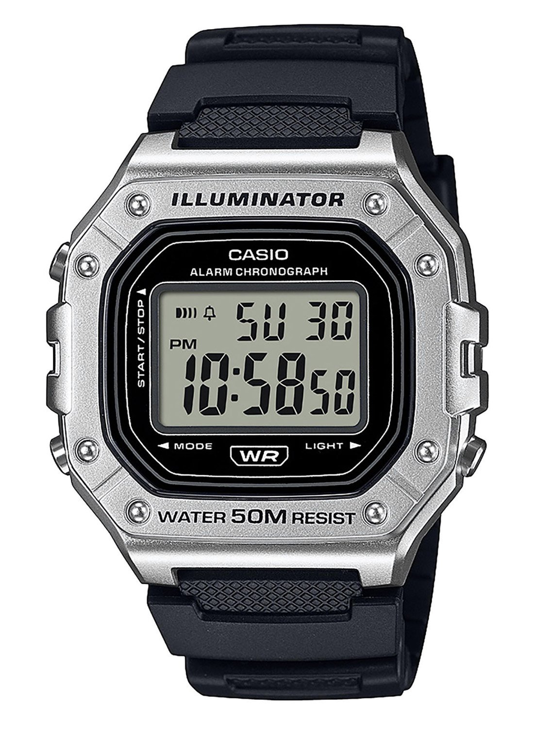 Casio W-218HM-7AVEF Herren-Digitaluhr Schwarz/Stahlfarben