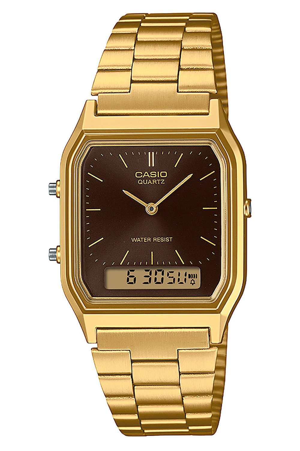 Casio AQ-230GA-5AMQYES Collection Edgy Armbanduhr Ana-Digi Goldfarben/Braun