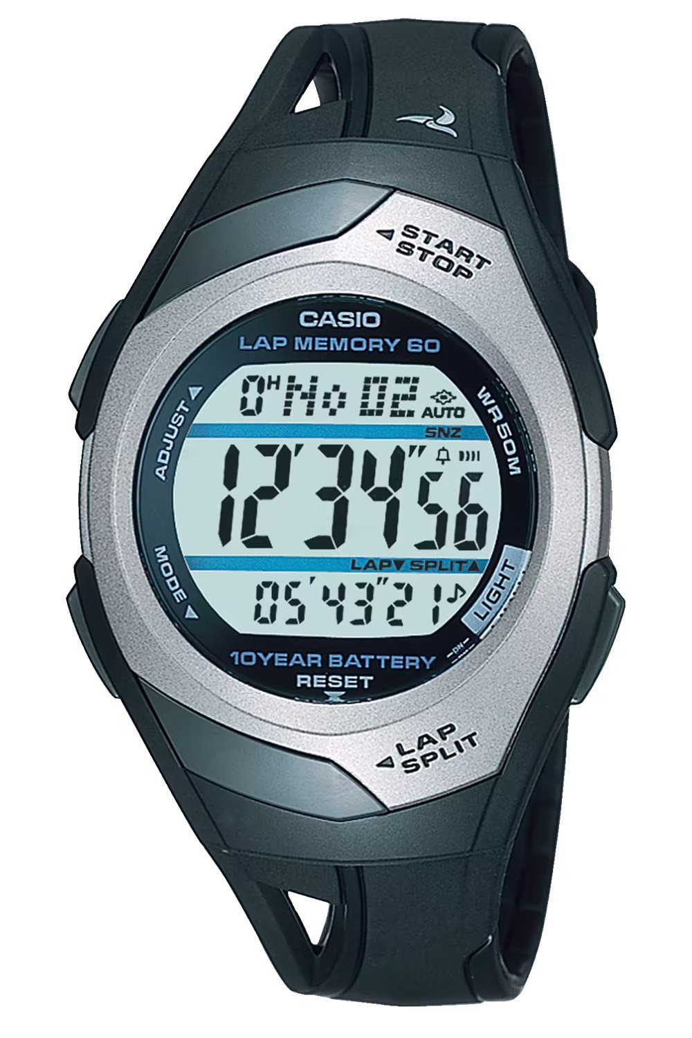 Casio STR-300C-1VEF Sports Damen- und Jugenduhr Digital Schwarz/Silberfarben