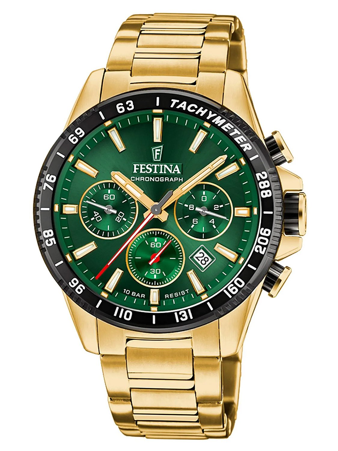 Festina F20634/4 Herrenuhr Chronograph Goldfarben/Grün