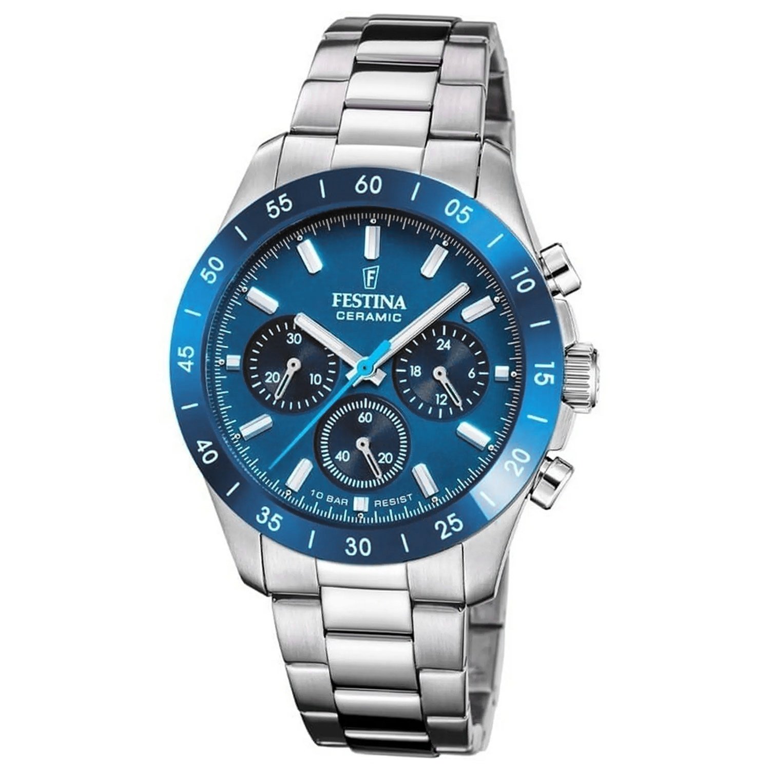 Festina F20693/4 Damenuhr Chronograph Stahl/Blau