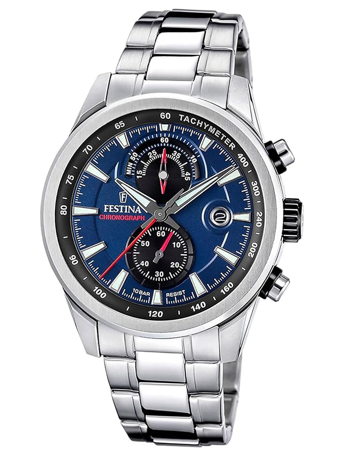 Festina F20694/5 Herrenuhr Chronograph Stahl/Dunkelblau