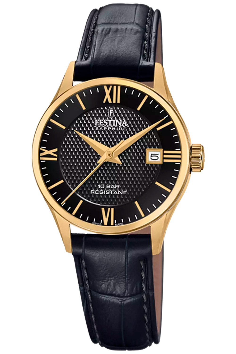 Festina F20011/4 Damenuhr Schwarz/Goldfarben mit Saphirglas