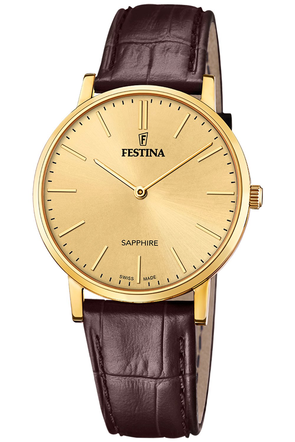 Festina F20016/2 Herrenuhr Braun/Goldfarben mit Lederband