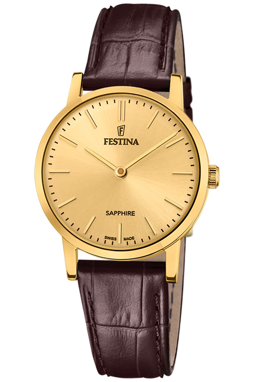 Festina F20017/2 Damenuhr Braun/Goldfarben mit Lederband Festina F20017/2 Damenuhr Braun/Goldfarben mit Lederband