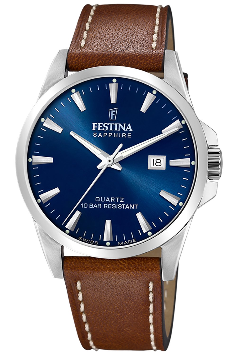 Festina F20025/3 Herren-Armbanduhr Braun/Blau mit Saphirglas Festina F20025/3 Herren-Armbanduhr Braun/Blau mit Saphirglas