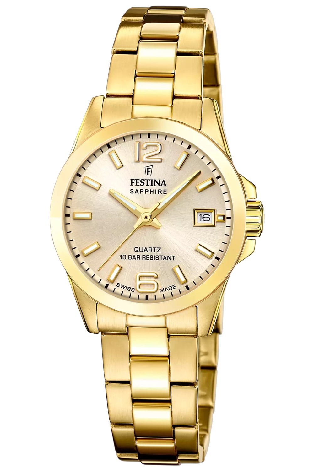 Festina F20050/2 Damen-Armbanduhr Goldfarben mit Saphirglas