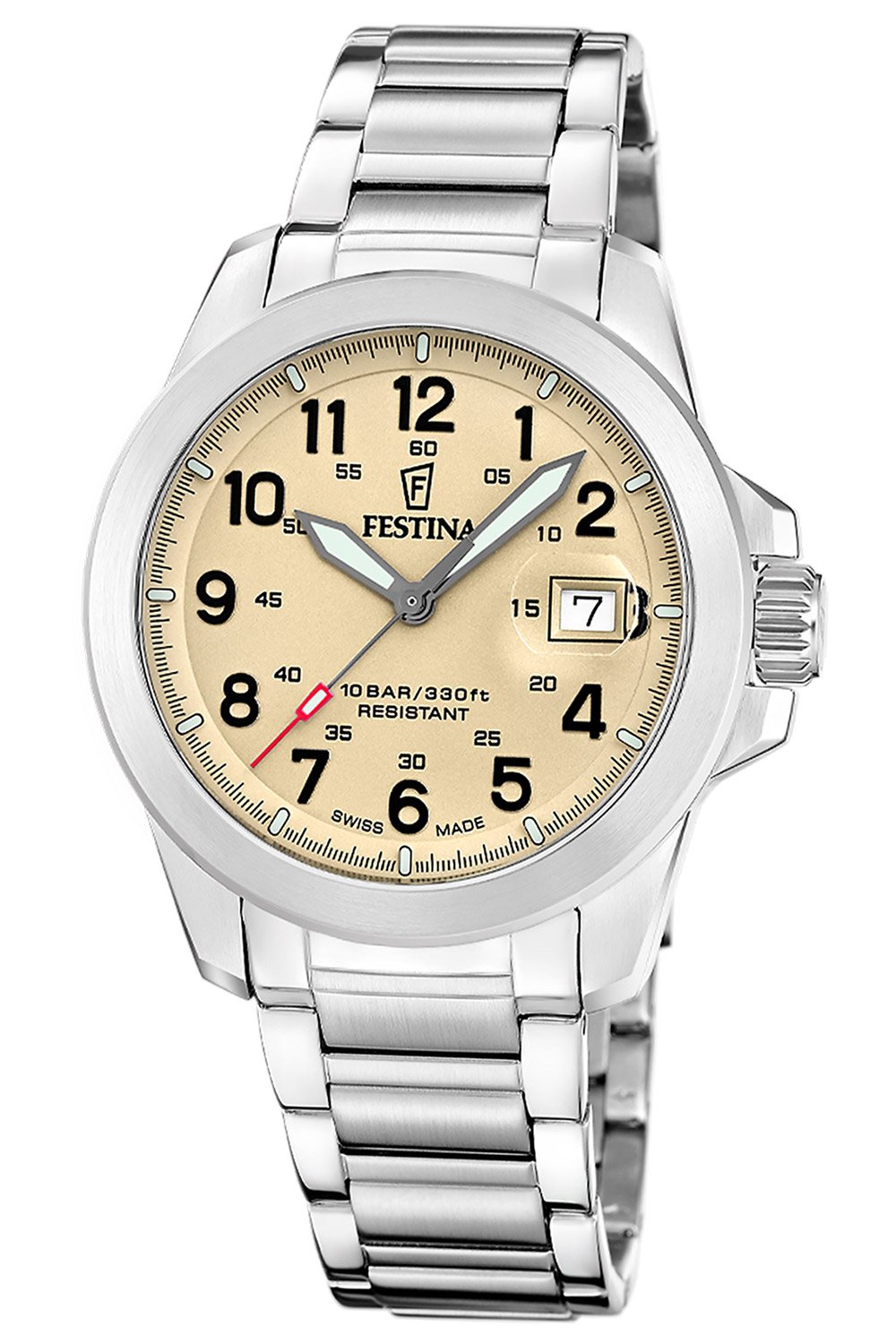 Festina F20081/1 Herrenuhr Quarz Stahl/Beige mit 3 Bändern Festina F20081/1 Herrenuhr Quarz Stahl/Beige mit 3 Bändern