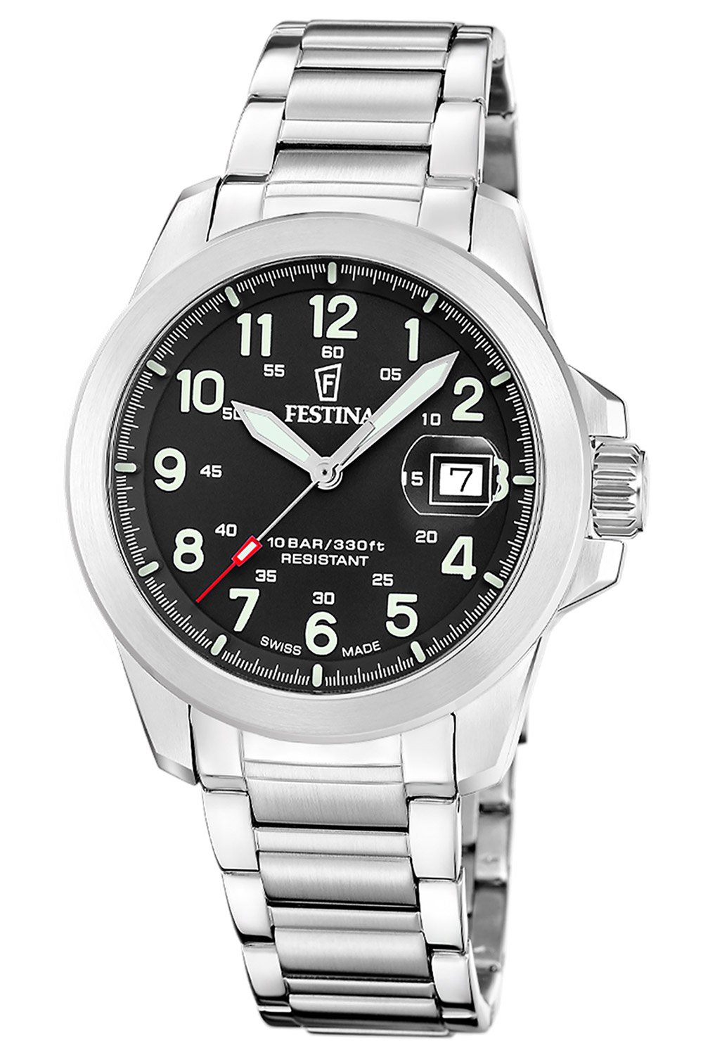 Festina F20081/4 Herren-Quarzuhr Stahl/Schwarz mit 3 Bändern