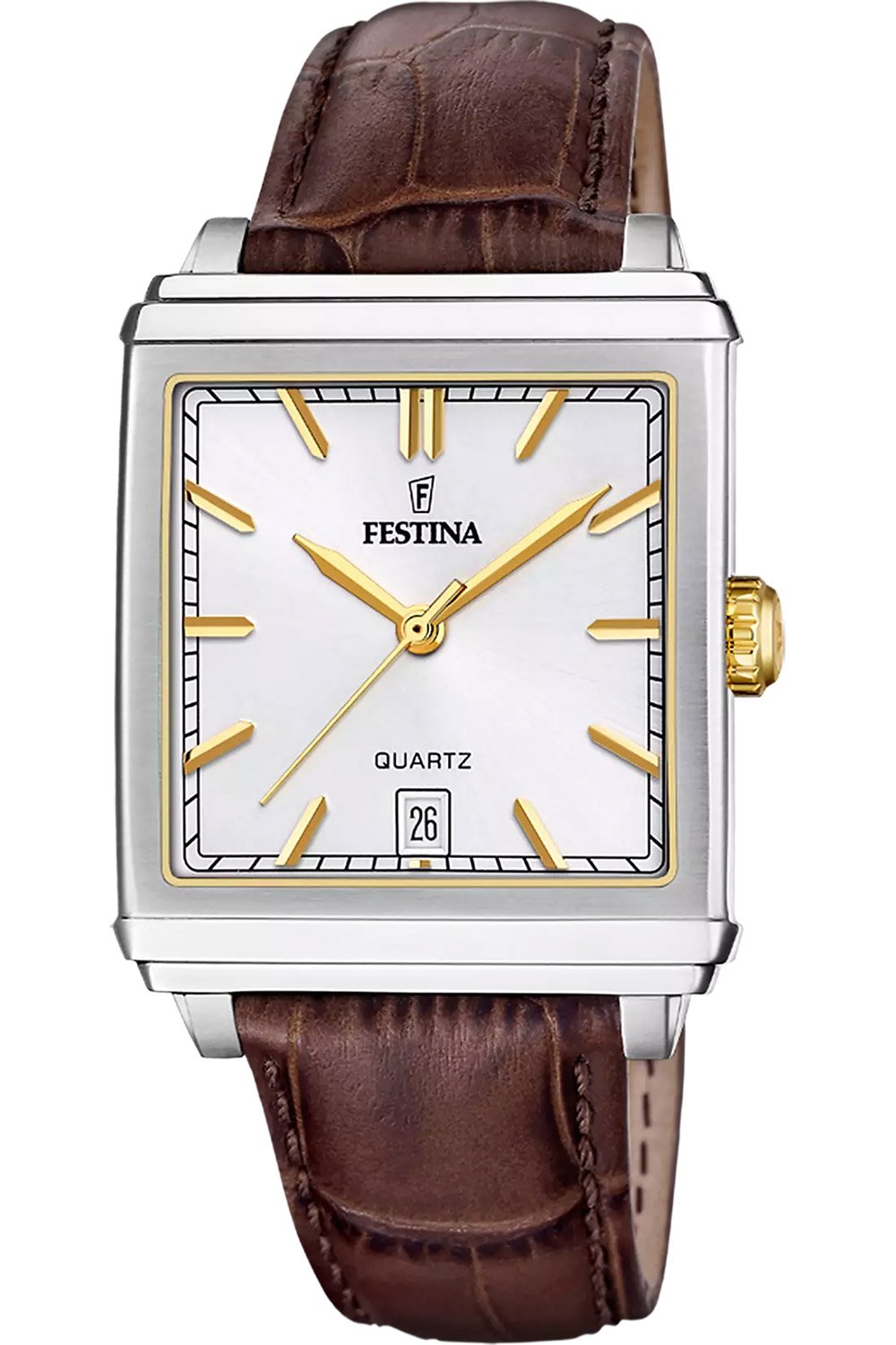 Festina F20681/4 Herrenuhr Rechteckig Zweifarbig mit Lederband Festina F20681/4 Herrenuhr Rechteckig Zweifarbig mit Lederband