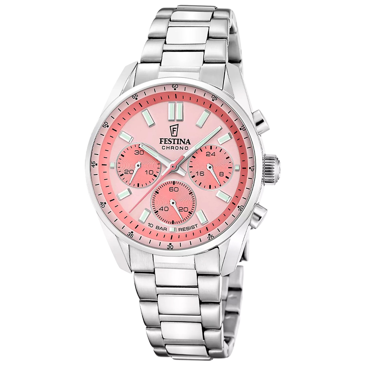 Festina F20753/4 Armbanduhr Boyfriend Chronograph Stahl/Lachsfarben Festina F20753/4 Armbanduhr Boyfriend Chronograph Stahl/Lachsfarben