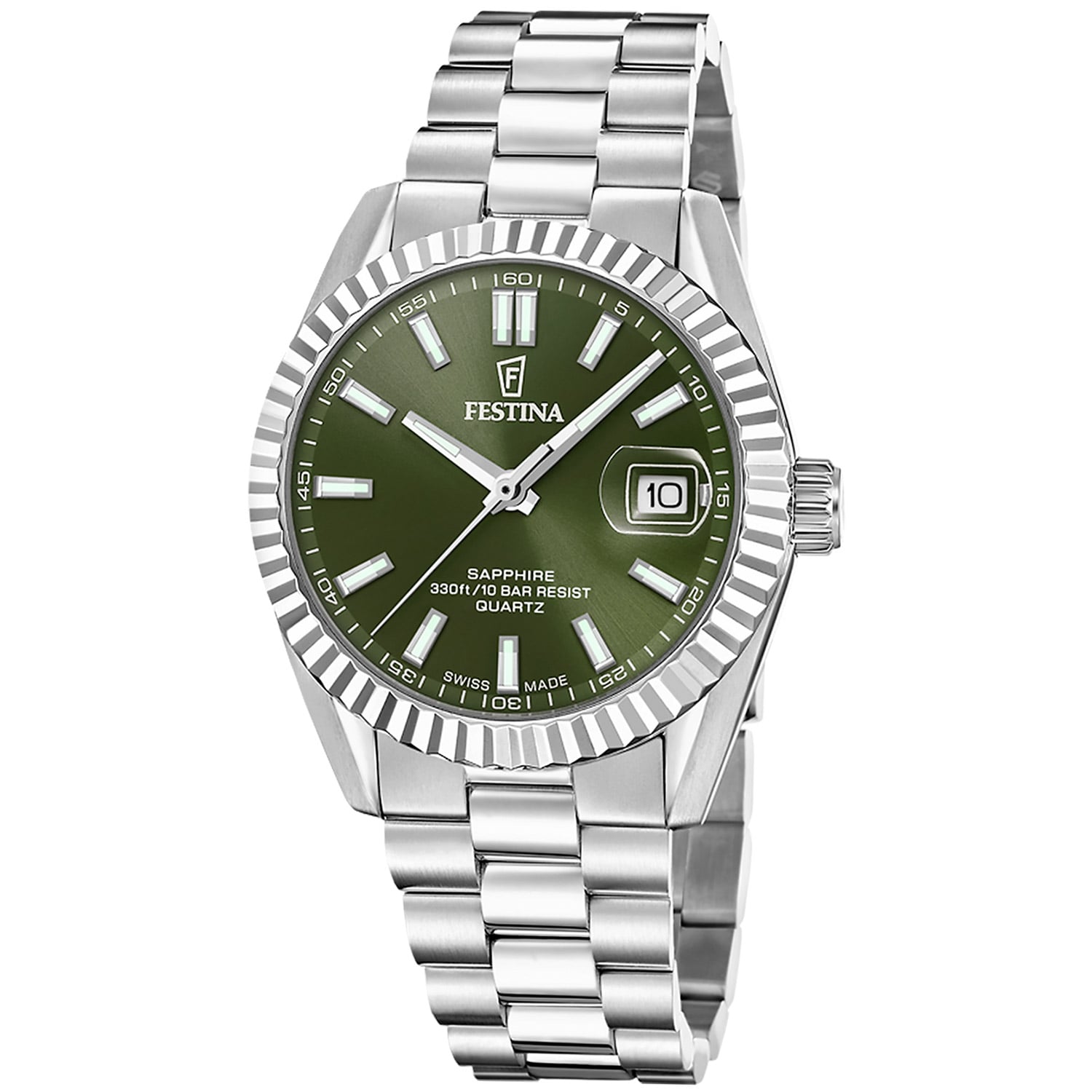 Festina F20084/C Herrenuhr Stahl/Grün mit Saphirglas