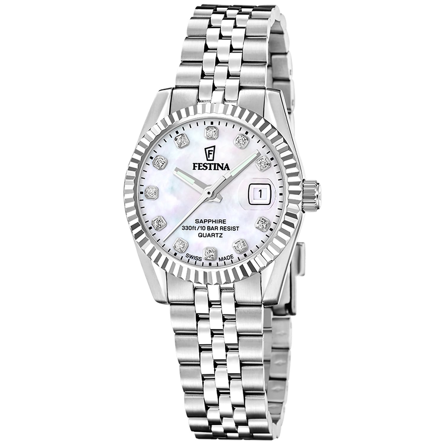 Festina Festina F20087/1 Damenuhr Quarz Stahl/Perlmutt mit Saphirglas